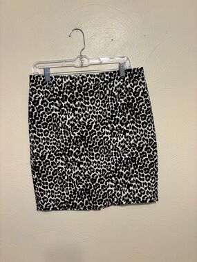 J.Crew Leopard Print Pencil Skirt Size 8 Petite Animal Print Cotton